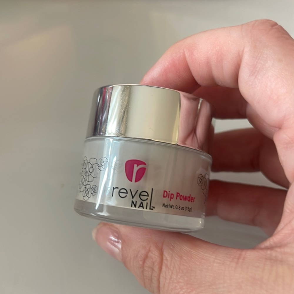 Revel nail dip powder nail polish, shade D380 Sage, 0.5oz jar